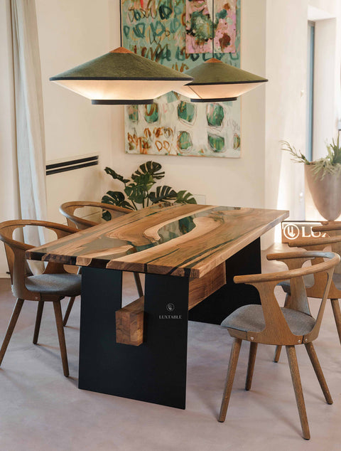 Walnut smoke gray epoxy resin table, various sizes Satisfaction