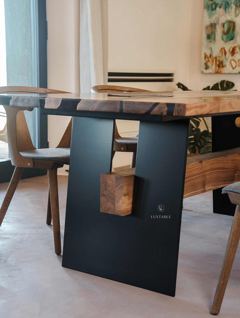 Walnut smoke gray epoxy resin table, various sizes Satisfaction