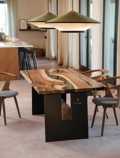 Walnut smoke gray epoxy resin table, various sizes Satisfaction