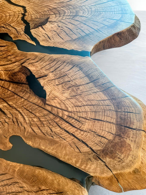 Couchtisch aus Eichenwurzeln mit mattem Epoxidharz Vista