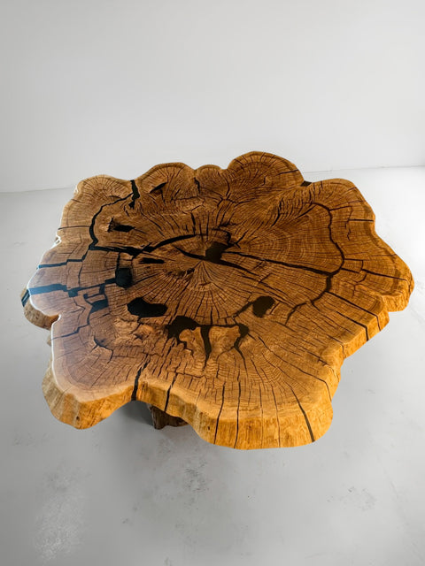 Couchtisch aus Eichenwurzeln mit mattem Epoxidharz Vista